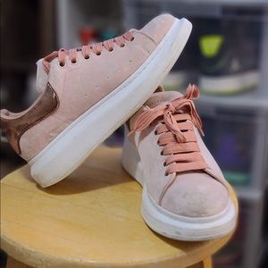 Alexander Mcqueen pink coral velvet